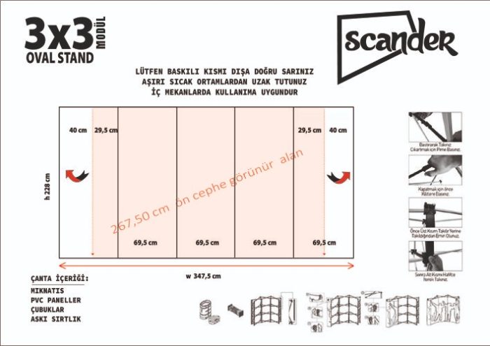 300x300cm Örümcek Oval Stand - Görsel 2