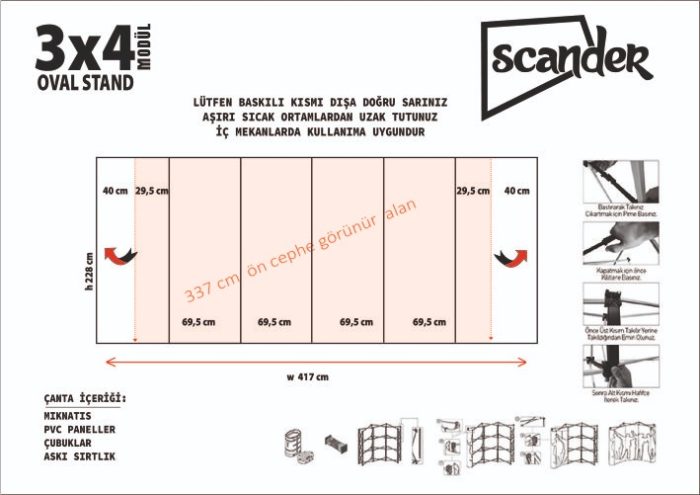 300x400cm Örümcek Oval Stand - Görsel 2